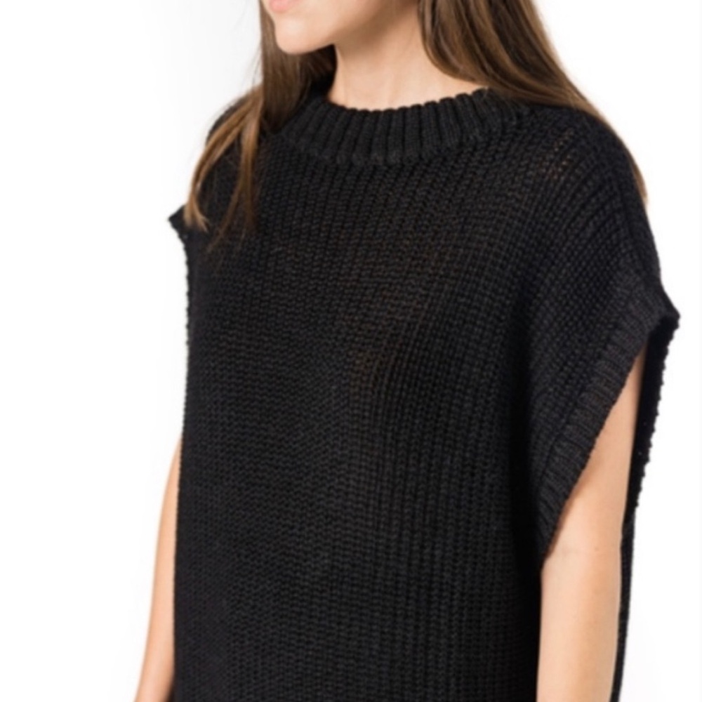 Tribe Alive Laude the Label Black Alpaca Knit Sleeveless Tunic Vest Sweater Dres - Picture 6 of 10